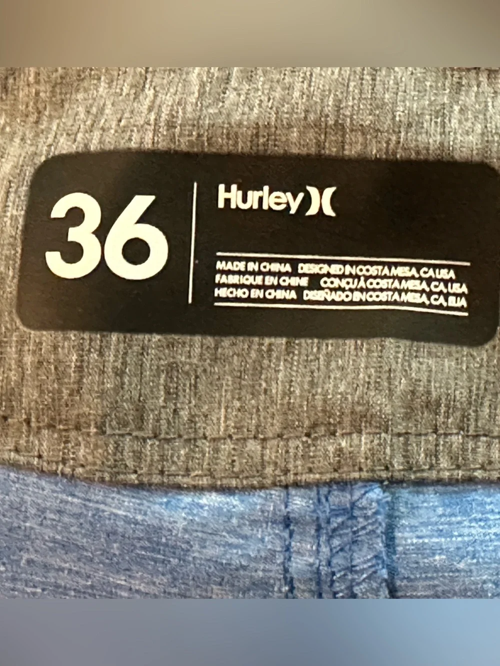 Hurley Light Blue Men's Swim Hybrids with Black Drawstring